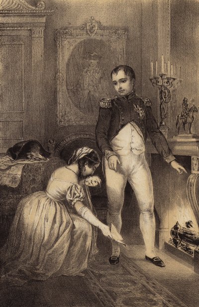 La esposa del general prusiano Franz Ludwig von Hatzfeld le pide a Napoleón que perdone la vida de su esposo (lito) de French School