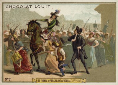 Las mujeres de París marchando hacia Versalles, Revolución Francesa, 5 de octubre de 1789 de French School