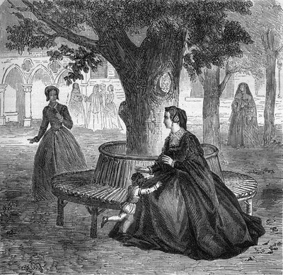 La joven Mary Touchet futura amante del Rey Carlos IX (1550-1574). Grabado en “La historia de la prostitución y la depravación entre todos los pueblos del mundo desde la antigüedad hasta el presente” por el Dr. Th. -F. Debray. 1879. de French School