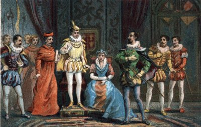 El joven príncipe Francisco II, que se convirtió en rey de Francia (1544-1560), declaró a los diputados del parlamento que eligió como regentes al Duque de Guisa (Francisco de French School