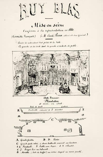 Programa de teatro para el Acto I de Ruy Blas (1838) por Victor Hugo (1802-85), 1880 de French School