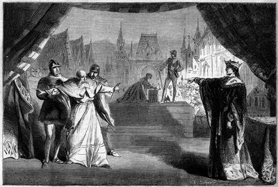 Representación teatral: Acto II escena siete de “La Hija del Juez Francés” de Adolphe Carcassonne (1826-1891). Teatro de Marsella de French School