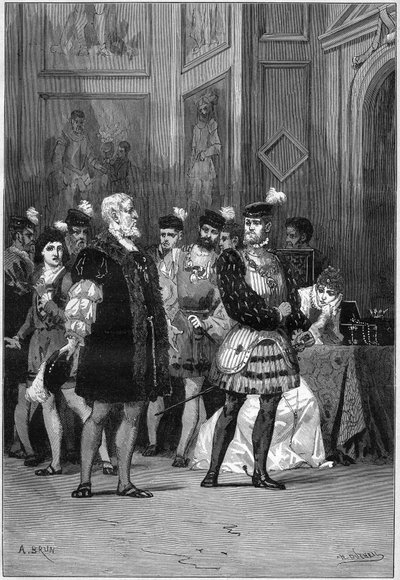 Representación teatral: "Hernani" de Victor Hugo (1802-1885), acto III escena 6. París, Comédie Française de French School