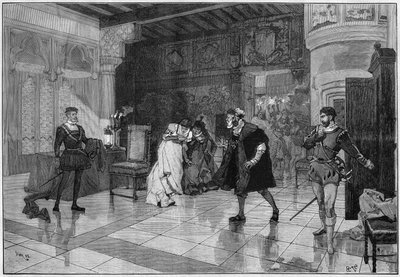 Representación teatral: “Hernani” de Victor Hugo (1802-1885), acto I escena 3. París, Comédie Française. de French School