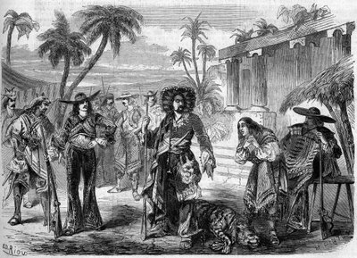 Representación teatral de “Les Pirates de la Savane” (primer acto, tercer cuadro) de Auguste Anicet Bourgeois (1806-1871) y Ferdinand Dugue. París, Théâtre de la Gaîté de French School