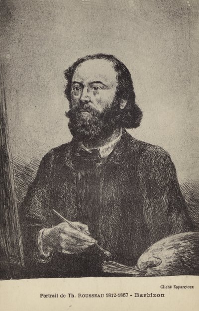 Theodore Rousseau, pintor francés (litografía) de French School
