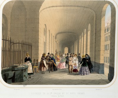 Termalismo: vista de la fuente de la gran rejilla y el pozo Chomel, galería del norte de French School