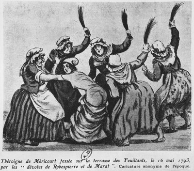 Theroigne de Mericourt azotada por un grupo de mujeres jacobinas parisinas, 16 de mayo de 1793 de French School