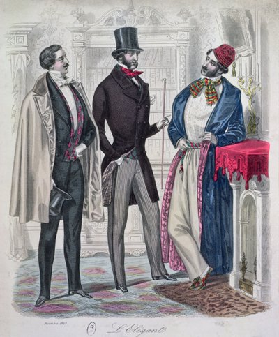 Tres jóvenes elegantes, diciembre 1848 de French School