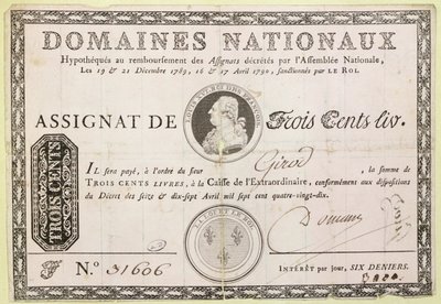 Billete de trescientos libras, 1790 de French School