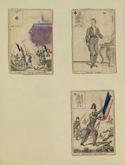 Tres cartas conmemorativas de los héroes de julio de 1830, 1831 de French School