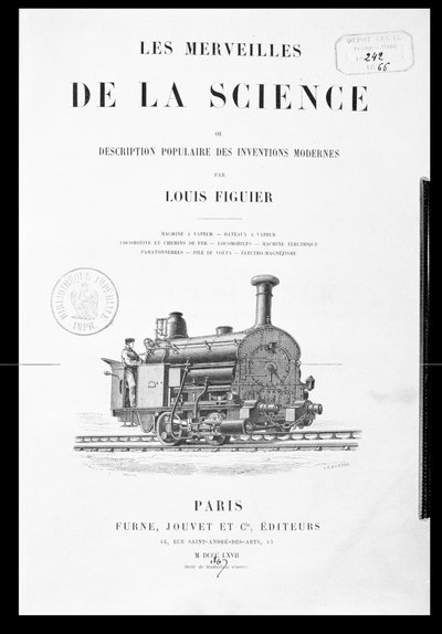 Portada de Las maravillas de la ciencia por Louis Figuier, publicado por Furne y Jouvet, 1867 de French School