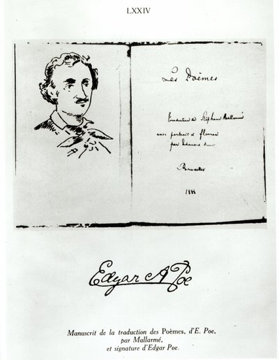 Portada de Les Poemes de Edgar Allan Poe (1809-49) traducido por Stephane Mallarme (1842-98) con un retrato del autor, 1888 de French School