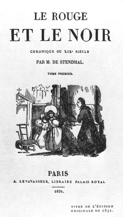 Portada de la Primera Edición de Rojo y Negro de Stendhal (1783-1842) publicada en 1831 de French School
