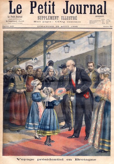 Portada que representa el viaje presidencial de Félix Faure a Gran Bretaña, ilustración del suplemento ilustrado de Le Petit Journal, 23 de agosto de French School