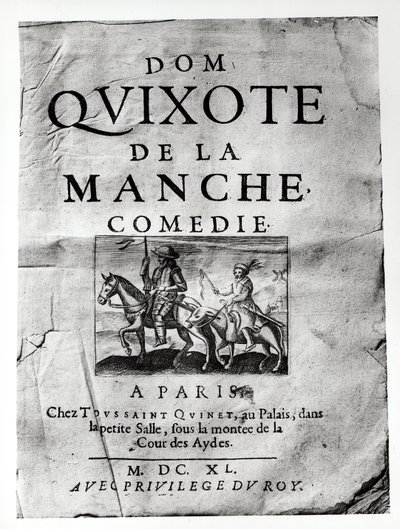 Página de título de Don Quijote de La Mancha Comedia por Guerin de Bouscal, 1640 de French School