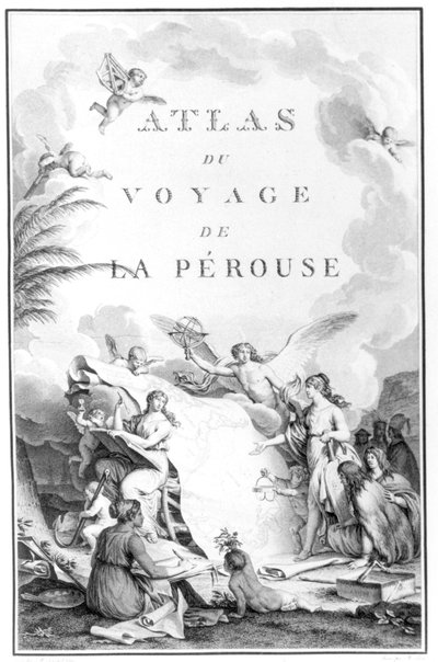 Página de título de Atlas du Voyage de La Perouse publicado c.1797 de French School
