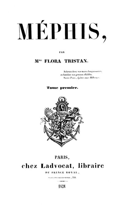Portada de Mephis por Flora Tristan (1803-44) publicada en París por Ladvocat de French School