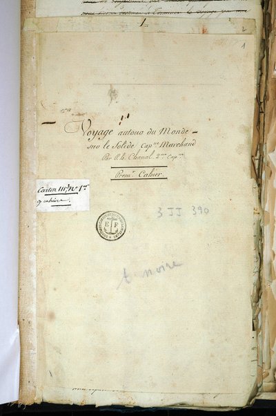 Página de título del manuscrito original del Segundo Capitán Chanal, el 