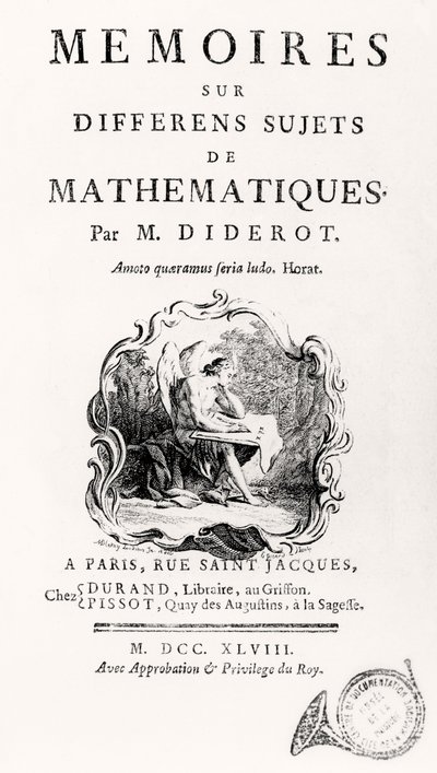 Portada de "Mémoires sur différens sujets de mathématiques", 1748 de French School