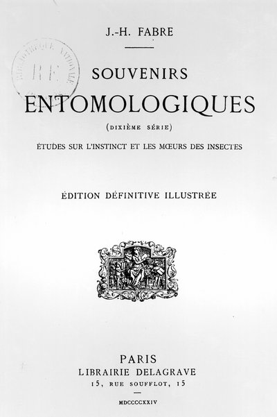 Portada de Souvenirs Entomologiques de Jean-Henri Fabre (1823-1915) publicado en 1924 de French School