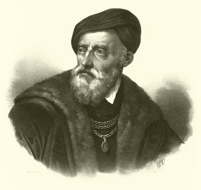 Tiziano Vecelli o Tiziano Vecellio, conocido en inglés como Titian, retrato de French School