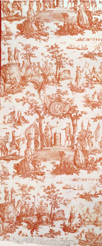 Toile de Jouy, ilustrando el Festival de la Federación el 14 de julio de 1790 en el Campo de Marte de French School