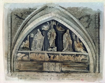 Tumba de Nicolas Flamel (c.1330-1418) en el Cementerio de los Inocentes de French School