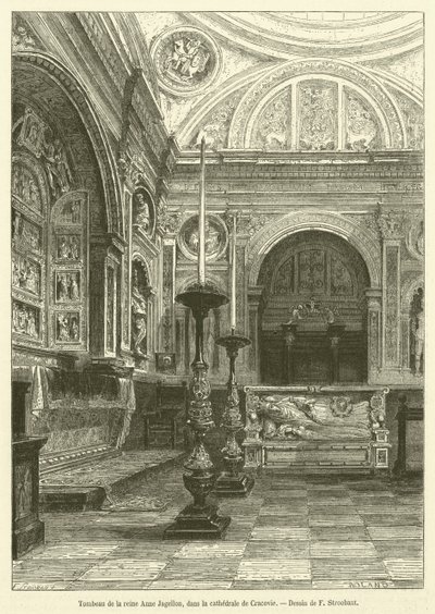 Tumba de la reina Ana Jagellón, en la catedral de Cracovia de French School