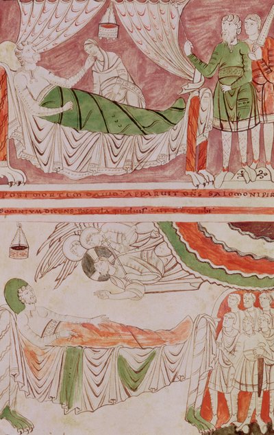Tomo 1, Ms 1589 f.128v Rey David y el Sueño de Salomón, de la Biblia de San Vaast de French School