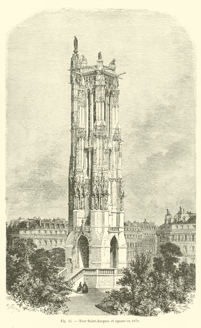 Torre Saint-Jacques y plaza en 1870 de French School