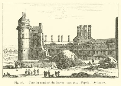 Torre noreste del Louvre, hacia 1650, según I Sylvestre de French School