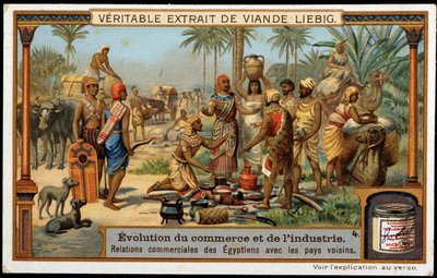 Desarrollo del comercio y la industria: Relaciones comerciales de Egipto con los países vecinos - Cromolitografía Liebig de French School