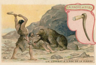 Tarjeta comercial con una imagen de un hacha de sílex de French School