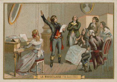 Tarjeta comercial con una imagen de Rouget de Lisle de French School