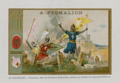 Tarjeta comercial con una imagen de la Primera Cruzada de French School