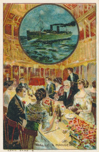 Tarjeta comercial con una imagen del comedor de French School