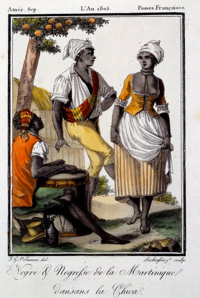 Danza tradicional: habitantes de Martinica bailando chica de French School