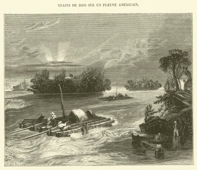 Trenes de Madera en un Río Americano de French School