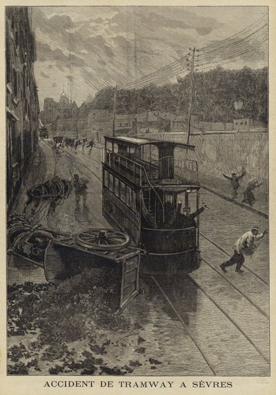 Accidente de tranvía en Sevres, Francia, 1897 de French School