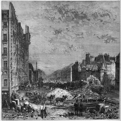 Transformación de París bajo el Segundo Imperio: Obras de los bulevares de Haussmann. Apertura del nuevo tramo entre la rue Hautefeuille y la rue de l