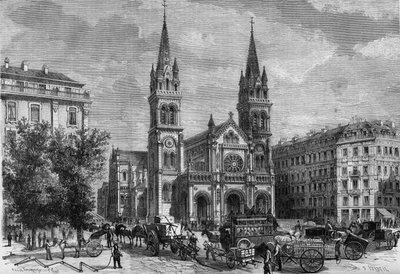 Transformaciones de París bajo el Segundo Imperio, París haussmanniano: vista exterior de la iglesia Saint Ambroise construida por Theodore Ballu (1817-1885) de French School