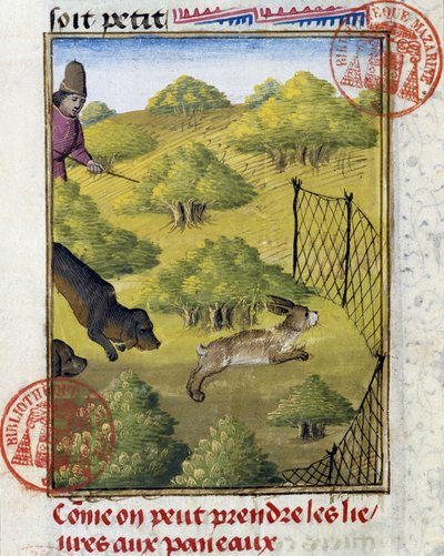 Trampa para liebres y perros de caza - en "Libro de Caza de Gaston Phoebus, Conde de Foix, Señor de Bearn" de French School