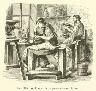 Trabajo de la porcelana en el torno (grabado) de French School