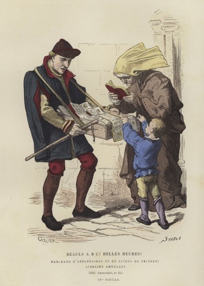Vendedor ambulante de libros, siglo XV de French School
