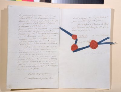 Tratado entre Napoleón I (1769-1821) y el Emperador Francisco II (1768-1835), firmado en Presburgo el 26 de diciembre de 1805 de French School