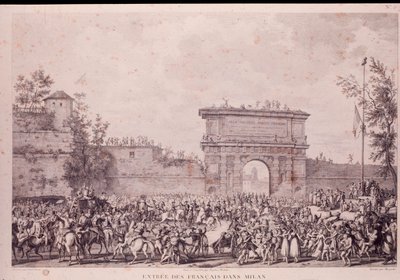 Entrada triunfal de las tropas francesas de Napoleón Bonaparte en Milán, 15 de mayo de French School