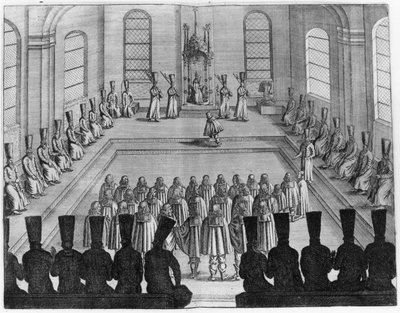 El Zar Alexei I Mikhailovich (1629-76) recibe una embajada del Oeste, del volumen I de Viajes muy curiosos y muy renombrados hechos en Moscovia, Tartaria y Persia por Adam Olearius, traducido por Wicq de French School
