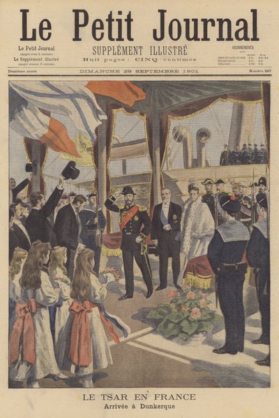 El zar Nicolás II de Rusia llegando a Dunkerque en su visita a Francia de French School