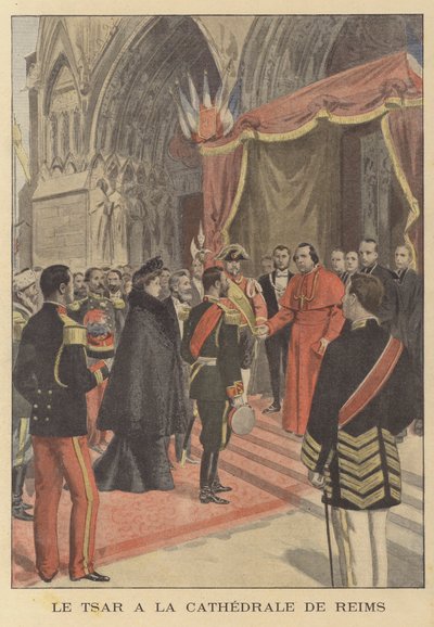 El zar Nicolás II de Rusia en la Catedral de Reims durante su visita a Francia de French School